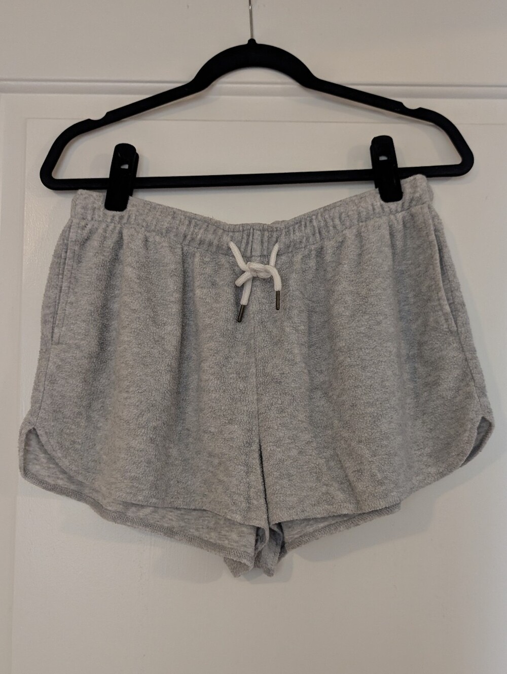 Colsie Light Gray Terry Athletic Shorts with White Drawstring - EUC - Sz L